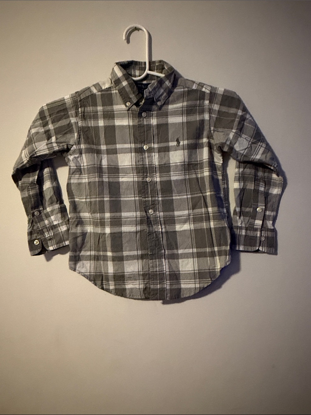 Ralph Lauren Gray Plaid Button-Down Shirt for Kids